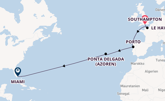 Transatlantik ab Southampton, Großbritannien auf der Norwegian Star