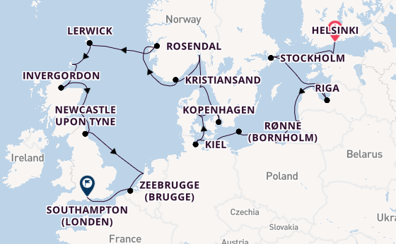 Verenigd Koninkrijk vanaf Helsinki, Finland met de Sonata (Oceania)