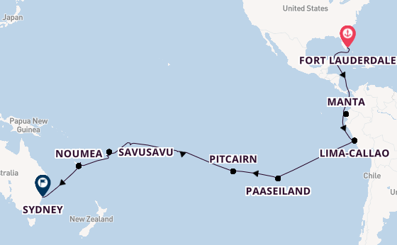 Transpacifisch vanaf Fort Lauderdale, Verenigde Staten met de Volendam
