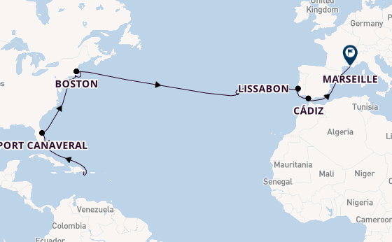 trans-Atlantisch vanaf La Romana, Dominicaanse Republiek met de Costa Fascinosa