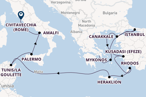Middellandse Zee vanaf Athene (Piraeus), Griekenland met de Allura