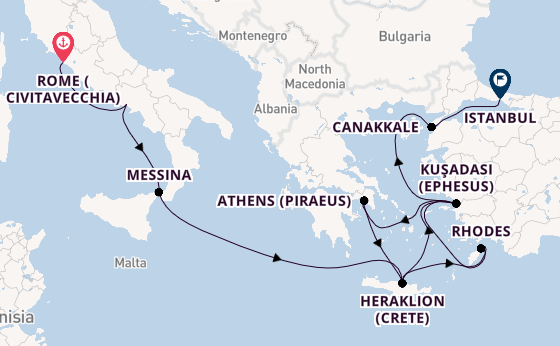 Mediterranean Sea from Rome (Civitavecchia), Italy with the Viking Mira