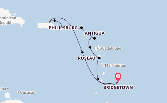 Caribbean vanaf Bridgetown, Barbados met de Crown Princess