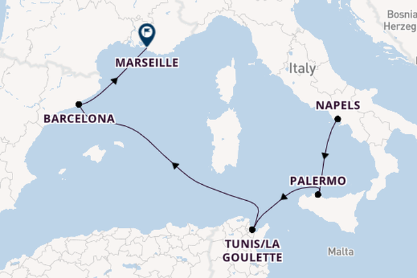 Westelijke Middellandse Zee vanaf Napels, Italië met de MSC Euribia