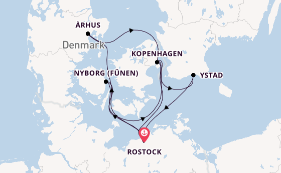 Oostzee vanaf Rostock, Warnemünde, Duitsland met AIDAmar