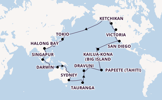 Transpazifik ab Auckland, Neuseeland auf der Grand Princess