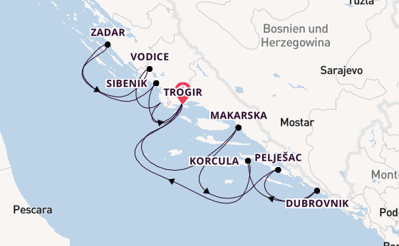 Kroatien ab Trogir, Kroatien auf der PRINCESS