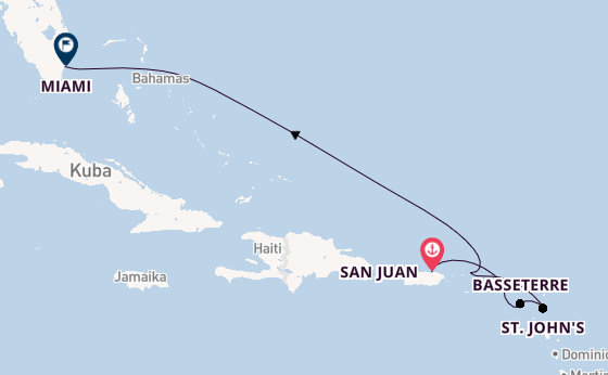 Karibik ab San Juan, Puerto Rico auf der Allura 