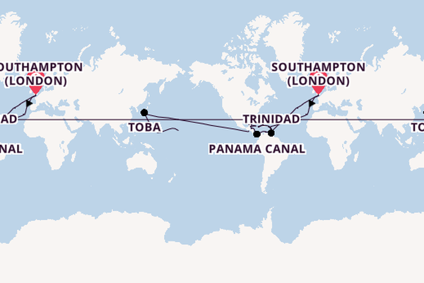 Round-the-World Trip from Southampton, England with the Aurora