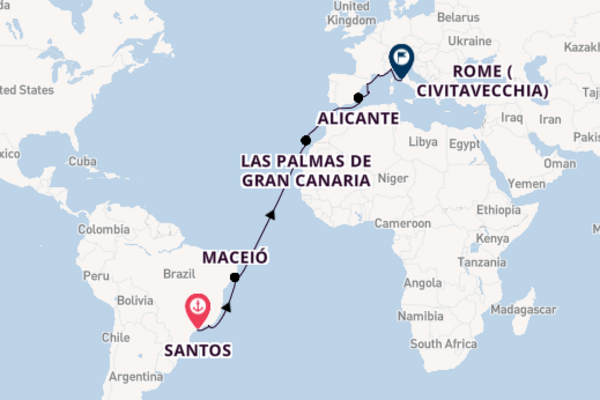 Transatlantic & Repositioning from Santos, Brazil with the MSC Seaview