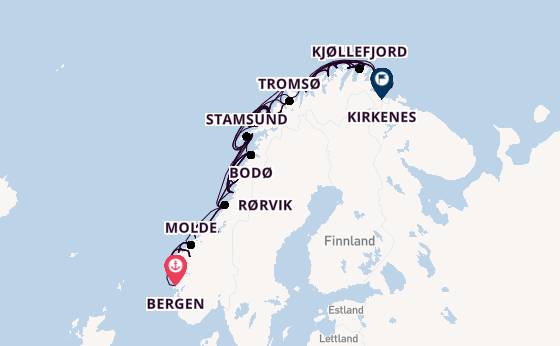 Norwegen ab Bergen, Norwegen auf der MS Nordkapp
