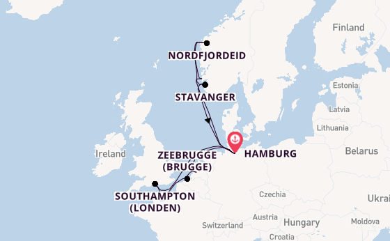 Noorwegen vanaf Hamburg, Duitsland met AIDAperla