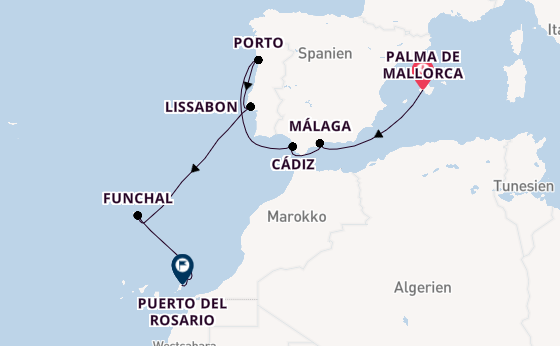 Portugal ab Palma de Mallorca, Spanien auf AIDAsol