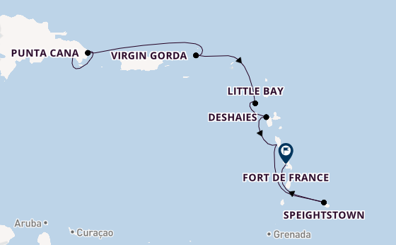 Caribbean vanaf La Romana, Dominicaanse Republiek met de Le Champlain