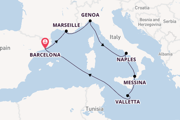 Provence, Portofino & Pompeii Fly Cruise From Barcelona