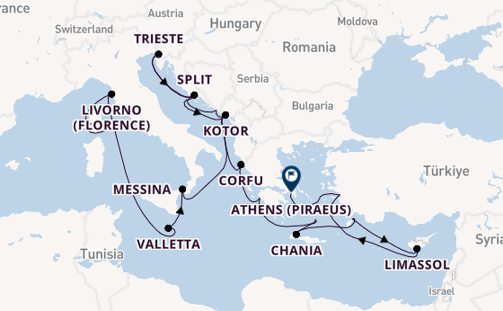 Mediterranean Sea from Rome (Civitavecchia), Italy with the Enchanted Princess