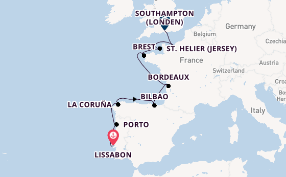 Verenigd Koninkrijk vanaf Lissabon, Portugal met de Seven Seas Voyager
