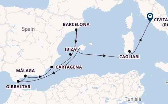 Westelijke Middellandse Zee vanaf Palma de Mallorca, Mallorca, Spanje met AIDAcosma