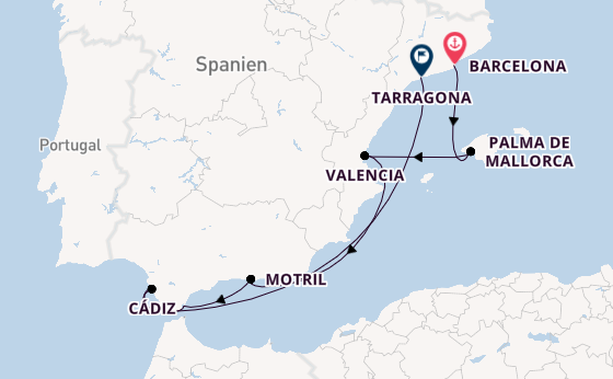 Westliches Mittelmeer ab Barcelona, Spanien auf der Norwegian Dawn