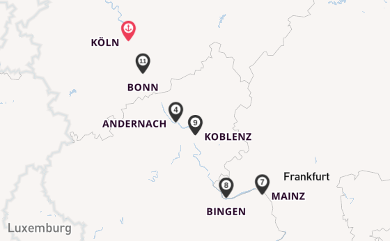 Rhein ab Köln, Deutschland auf der MS Classica