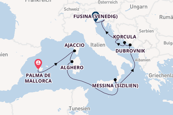 Mittelmeer ab Palma de Mallorca, Spanien auf der EUROPA