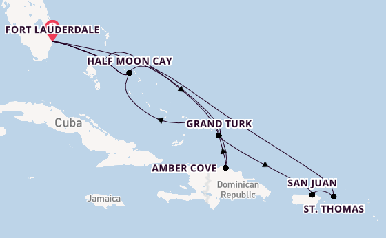 Caribbean vanaf Fort Lauderdale, Verenigde Staten met de Nieuw Statendam