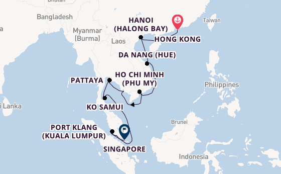 South East Asia from Hong Kong, China with the Noordam