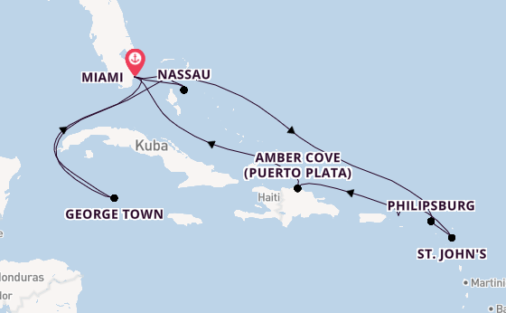Karibik ab Miami auf der MSC Seashore