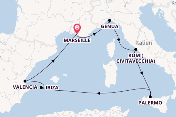 Westliches Mittelmeer ab Marseille, Frankreich auf der MSC Grandiosa
