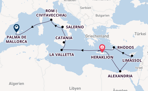 Mittelmeer ab Heraklion, Griechenland auf der Mein Schiff 5