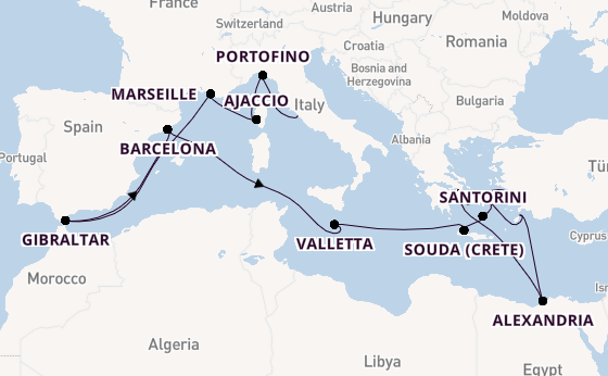 Mediterranean Sea from Rome (Civitavecchia), Italy with the Oosterdam
