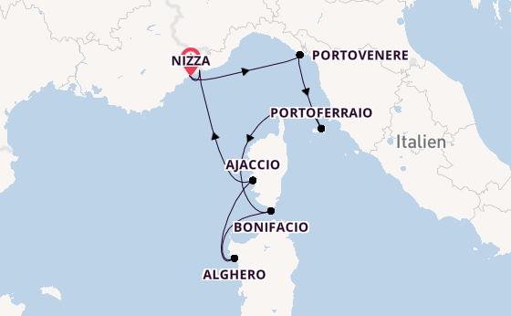 Westliches Mittelmeer ab Nizza, Frankreich auf der Royal Clipper
