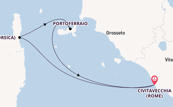 Westelijke Middellandse Zee vanaf Civitavecchia (Rome), Italië met de Star Clipper