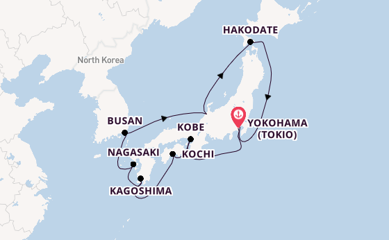 Japan vanaf Yokohama (Tokio), Japan met de Costa Serena