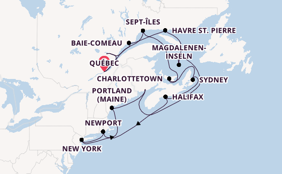 USA Ostküste ab Québec, Kanada auf der Explora III