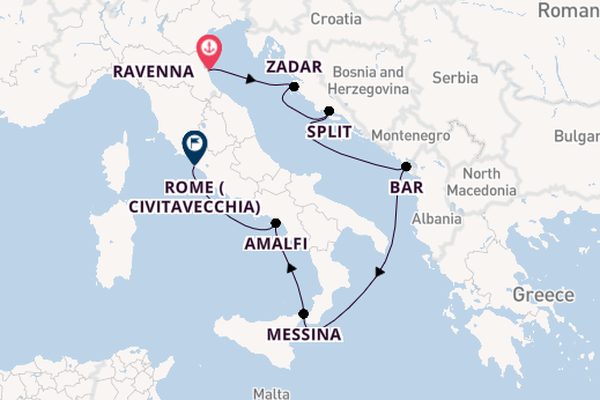Mediterranean Sea from Ravenna, Italy with the Explorer of the Seas