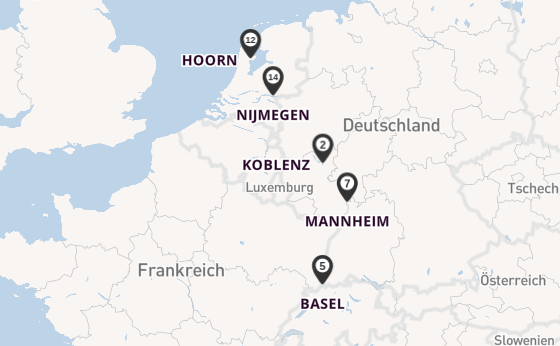 Rhein ab Düsseldorf, Deutschland auf der Lady Diletta