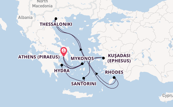 Eastern Mediterranean from Athens (Piraeus), Greece with the Celebrity Infinity