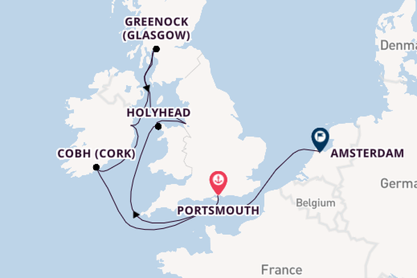 British Isles from Portsmouth, England, United Kingdom with the Ilma