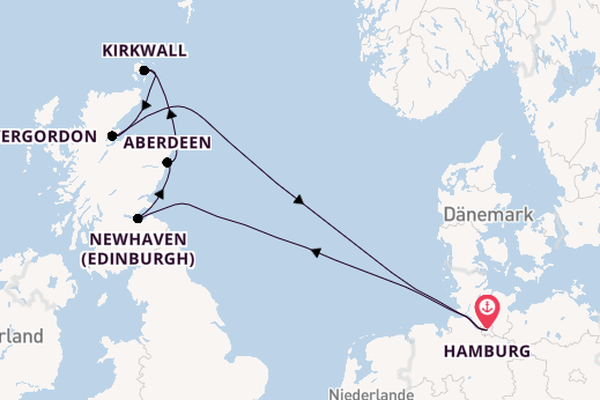Schottland ab Hamburg auf AIDAbella
