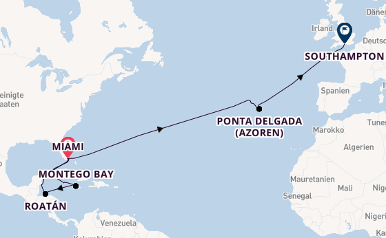 Transatlantik ab Miami auf der Queen Elizabeth