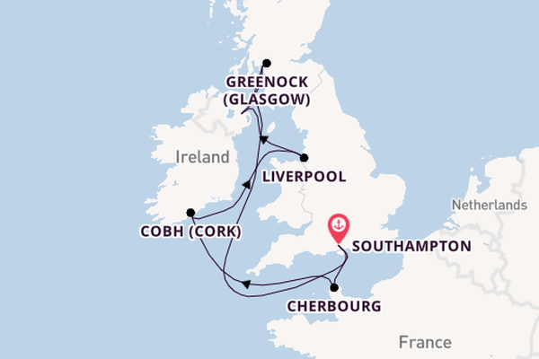 British Isles from Southampton, England with the MSC Meraviglia