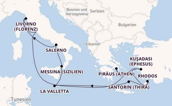 Mittelmeer ab Civitavecchia (Rom), Italien auf der Norwegian Epic