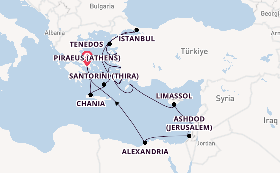 Eastern Mediterranean from Piraeus (Athens), Greece with the Seven Seas Mariner