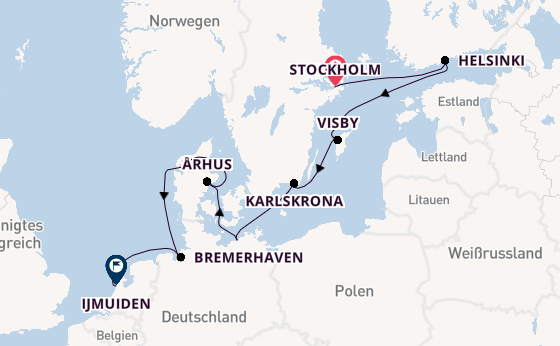 Europa ab Stockholm, Schweden auf der Seven Seas Mariner