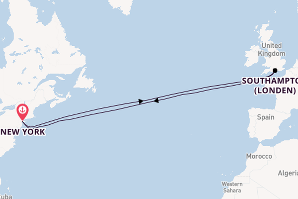 trans-Atlantisch vanaf New York, Verenigde Staten met de Queen Mary 2