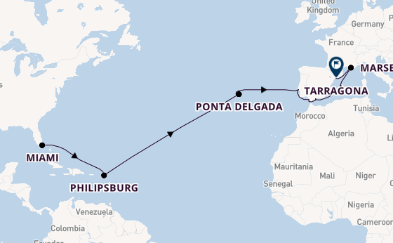 trans-Atlantisch vanaf Miami, Verenigde Staten met de MSC Meraviglia