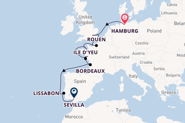 Engeland vanaf Hamburg, Duitsland met de HANSEATIC nature