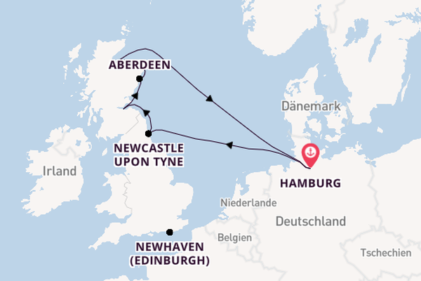 Vereinigtes Königreich ab Hamburg, Deutschland auf der Costa Favolosa