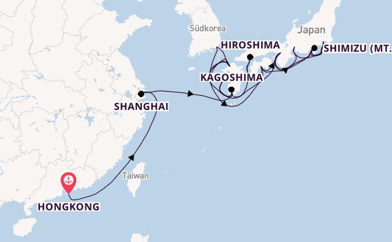 Japan ab Hongkong, China auf der Noordam